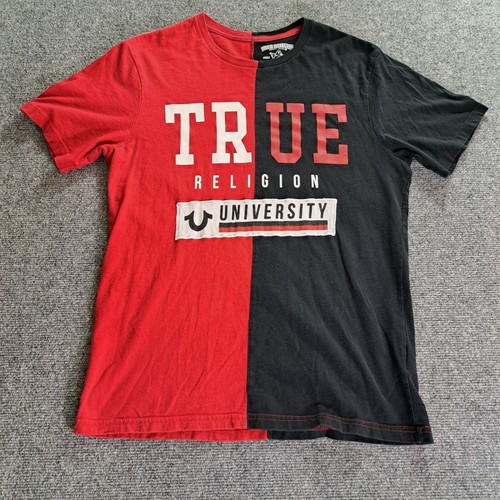 True Religion University Split T Shirt Adult Size Medium Black Red ...