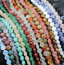 Long 20cm Faceted 8x8mm Coin Shape Gem Loose Beads for Jewelry Making