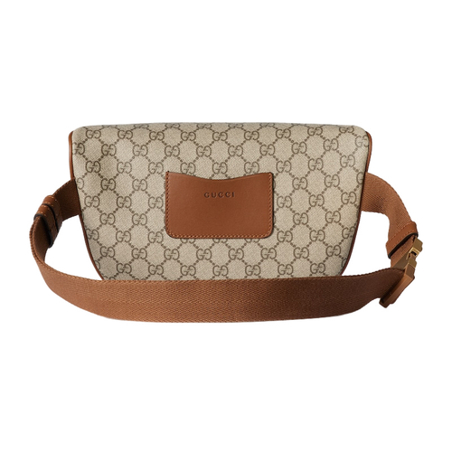 GUCCI GG Emblem Medium $1500 Beige And Dark Brown Belt Bag New & Authentic - Picture 3 of 4