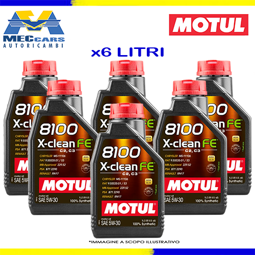 6 L MOTUL 5W30 X-CLEAN FE OLIO MOTORE SINTETICO ACEA C2 C3 RN17 PSA B71 2290 MB