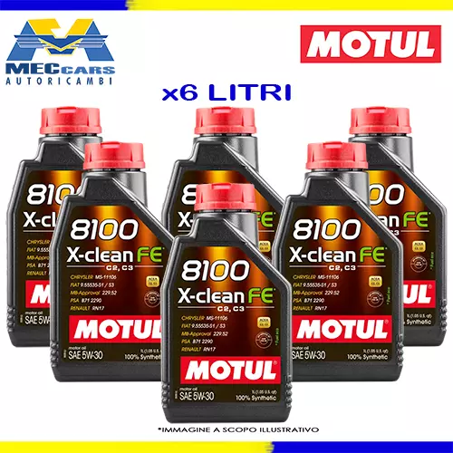 6 L MOTUL 5W30 X-CLEAN FE OLIO MOTORE SINTETICO ACEA C2 C3 RN17 PSA B71 2290 MB - Foto 1 di 5