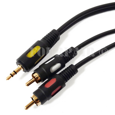 25ft Premium (1/8'') 3.5mm AUX Stereo to 2 RCA Male Audio Y Cable Cord Headphones