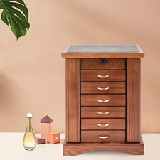 7 Layers Jewelry Box Wooden for Wowen Large Organizer Box with Mirror Safe Lock