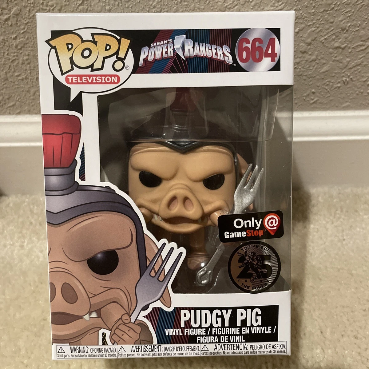FUNKO POP POWER RANGERS PUDGY PIG 664 GAMESTOP EXCLUSIVE VINYL