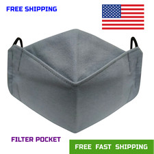 Gray 3D Face Mask 3 Layers Machine Washable Organic Premium Cotton Easy Breath