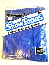Nos Vintage 1982 US Boys ShowToons Hanes Blue Thermal Underwear Bottom Pants L10