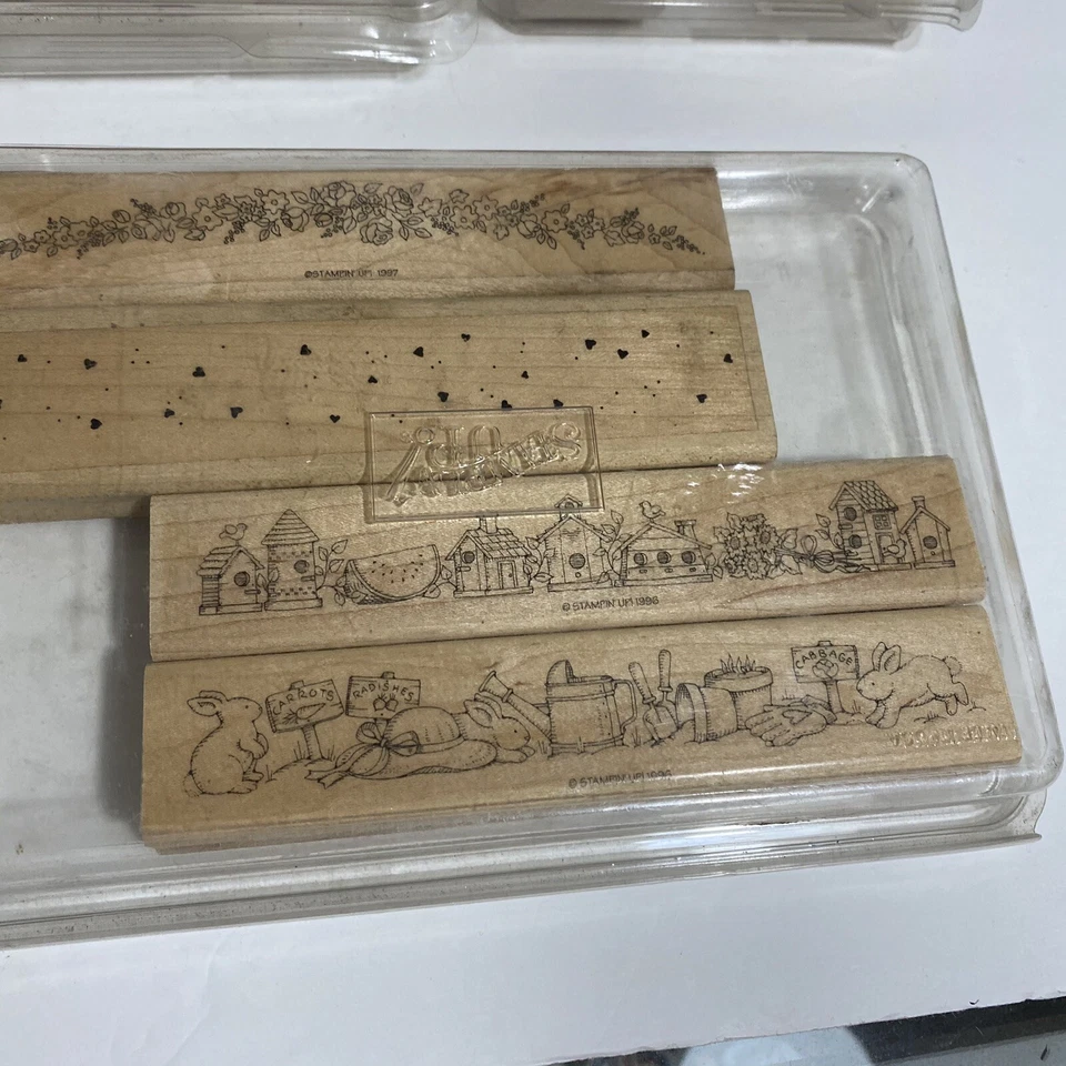 Винтажный 90-х Stampin вверх деревянный штамп лот из 70 1996-99 мусор журнал для скрапбукинга - Изображение 4 из 4