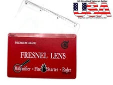 Fresnel Lens Credit Card Pocket Size Magnifier 4x Magnification with Sleeve
