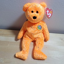 TY Beanie Baby - DECADE the Bear (Orange Version) (8.5 inch) - MWMTs Stuffed Toy