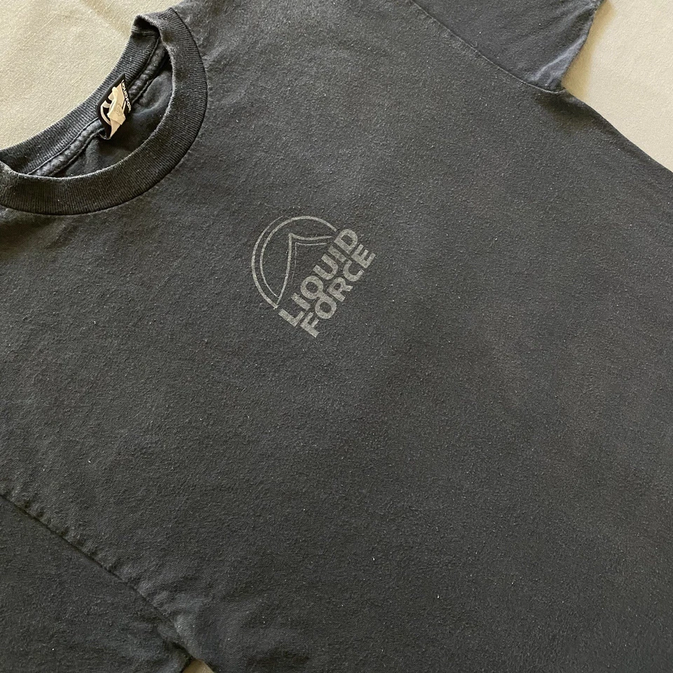 Camiseta De Colección Liquid Force Para Hombre Mediana Negra Wakeboard Surf Skate EE. UU. 90s Y2k Foto 4 de 4