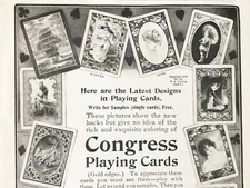 1905 US Playing Card Co.Vtg Print Ad for CONGRESS Deck Design Samples Sent Free!
