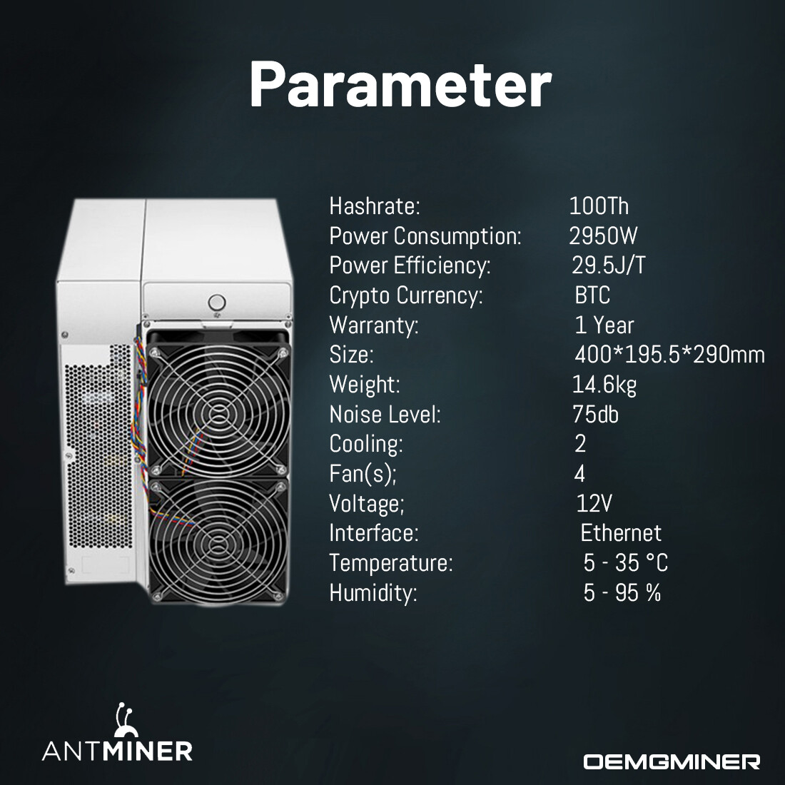 New Bitmain Antminer S19J Pro 100th/s Bicoin ASIC Miner / 180 day