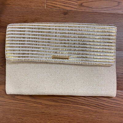 Stella Dot Ivory Gold Elevated Style Clutch Holiday Accessory Party Cocktails