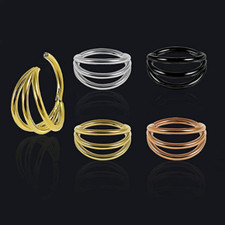 Cartilage Helix Triple Open Stacked Lip Earring Nose Rings Hoop Septum Clicker