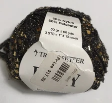 Trendsetters Yarn Emmy Gold Sequin Ribbon Yarn Nylon Blend 1 Ball Super Bulky