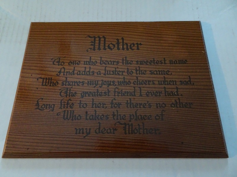 MOTHER PLAQUE VINTAGE REDWOOD YELLOWSTONE NAT'L PARK SOUVENIR