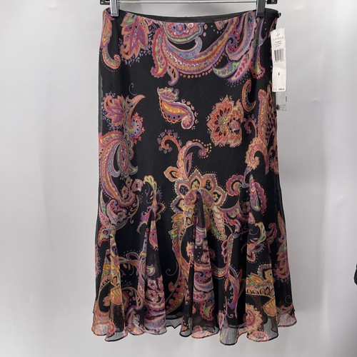 Jupe Noire Missguided Taille 14 Motif Paisley - Fermeture Zip - Neuf Avec étiquettes