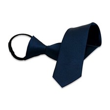 Aurya Boys' Solid Color Zipper Tie 15 inch/19 inch Polyester 19 Inch Navy Blue