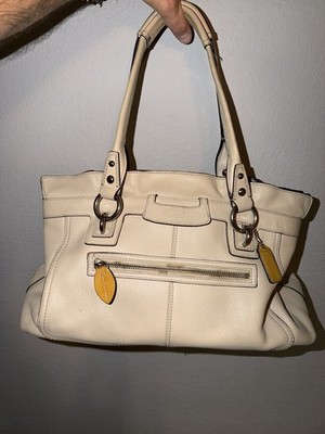 Coach - Penelope Tan/Ivory Pebbled Leather Handbag Purse E1069-F14682