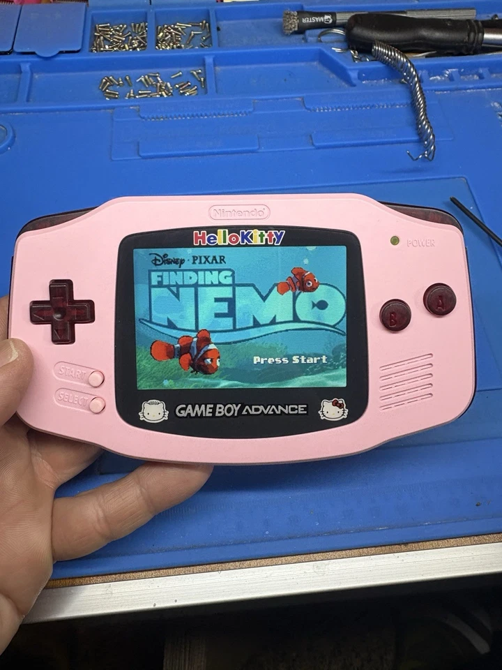 Backlit IPS V2 Hello Kitty Pink Nintendo Gameboy Advance cartridge GBA pouch - Image 2 of 4