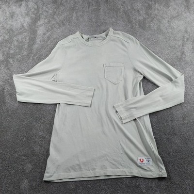 True Religion Hemd Herren Small Hellgrau Langarm Y2K Streetwear Oberteil