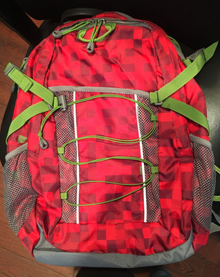 Lands' End Kids ClassMate Backpack Medium Red Pixel Print School Bag Padded