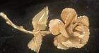 Vintage Gold Tone 3D Rose Flower Brooch Pin Unsigned Costume Jewelry Elegant