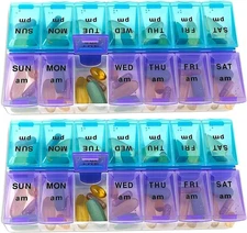 MEDca Weekly Pill Organizer, Twice-a-Day, Pack of 2 2 Count (Pack 1), Multi 