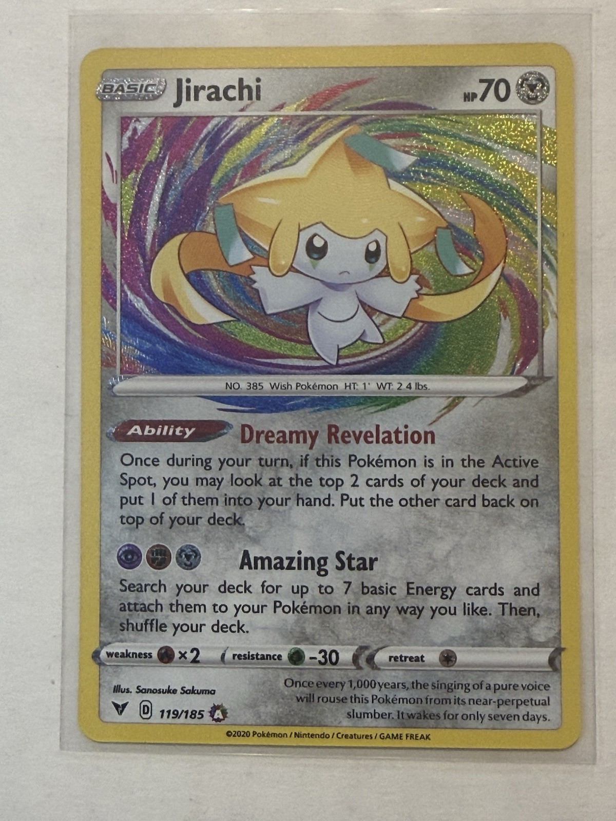 Jirachi 119/185 Swsh04: Vivid Voltage Amazing Rare Holo Pokémon TCG Card NM