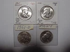 (4) BU Franklin Half Dollars - 1960-P, 1960-D, 1961-D, 1962-P - Flashy Coins!