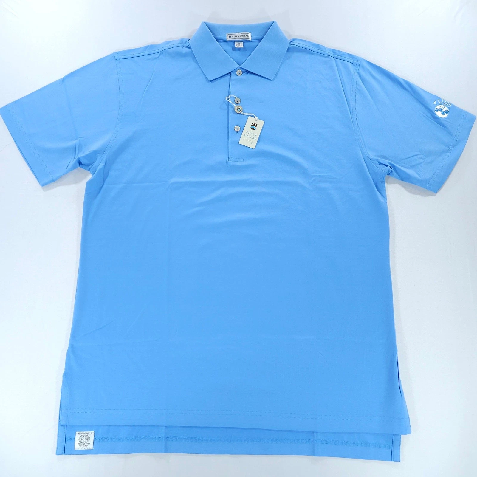 NWT Peter Millar M Golf Polo Alpine Blue Cancer Research Institute Embroidered