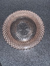 Vintage Depression Szklana podstawka Uchwyt na łyżkę Różowy Miss America Podniesione krawędzie 6"