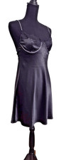 Victoria's Secret Black Nightgown Underwire Slip Dress w/ Rhinestones Sz M