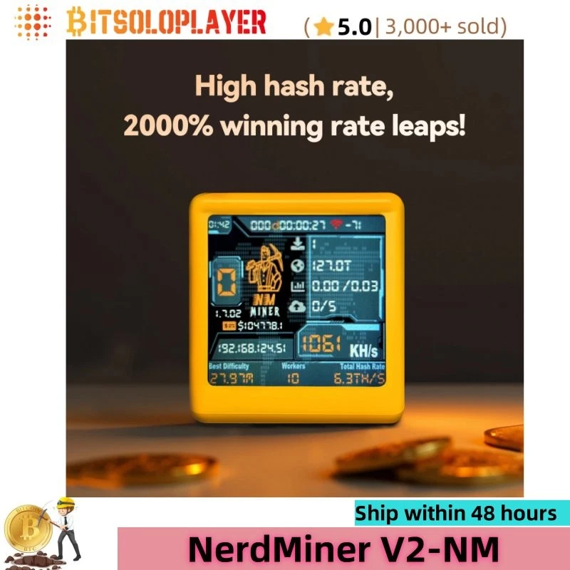 NerdMiner V2-NM 1060Kh/s BTC Solo Lotto Miner Mini Crypto Machine Desktop Clock - Image 4 of 4