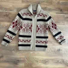 Pendleton Big Lebowski The Dude Sweater Large VTG Wool 70s Cowichan Cardigan ***