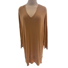 Camel V-Neck Long Sleeve Sweater Dress Size XL- RF-224MS