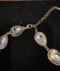 Vintage Glass Teardrop Necklace with Acrylic and Metal Golden and White Bangle — photo 6