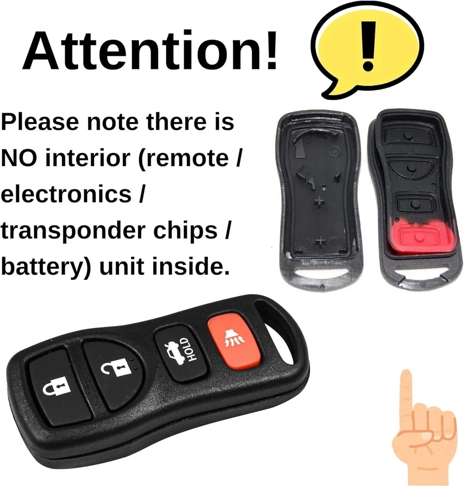 Schlüssel Fob Fernbedienung Gehäuse für Nissan 350Z 2003-2007 Armada Sentra - Bild 3 von 4