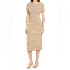 Reformation Tan Perry Rib Midi Dress Womens Size Medium