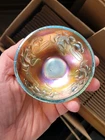 Scarce & Pretty Fenton Carnival Glass Aqua Kittens Pattern Cerial Bowl
