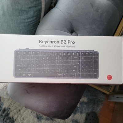 Keychron Ultra-Slim B2 Pro Bluetooth Keyboard 2.4 GHz Wireless Lightweight Gray