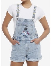 Disney Winnie The Pooh Eeyore Denim Shortalls Overalls Medium