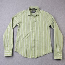 Abercrombie  Fitch Shirt Mens Medium Green Striped Pocket Button Up