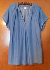H&M Mama Maternity Short Sleeve Lyocell Blue Chambray Blouse Top, Size M