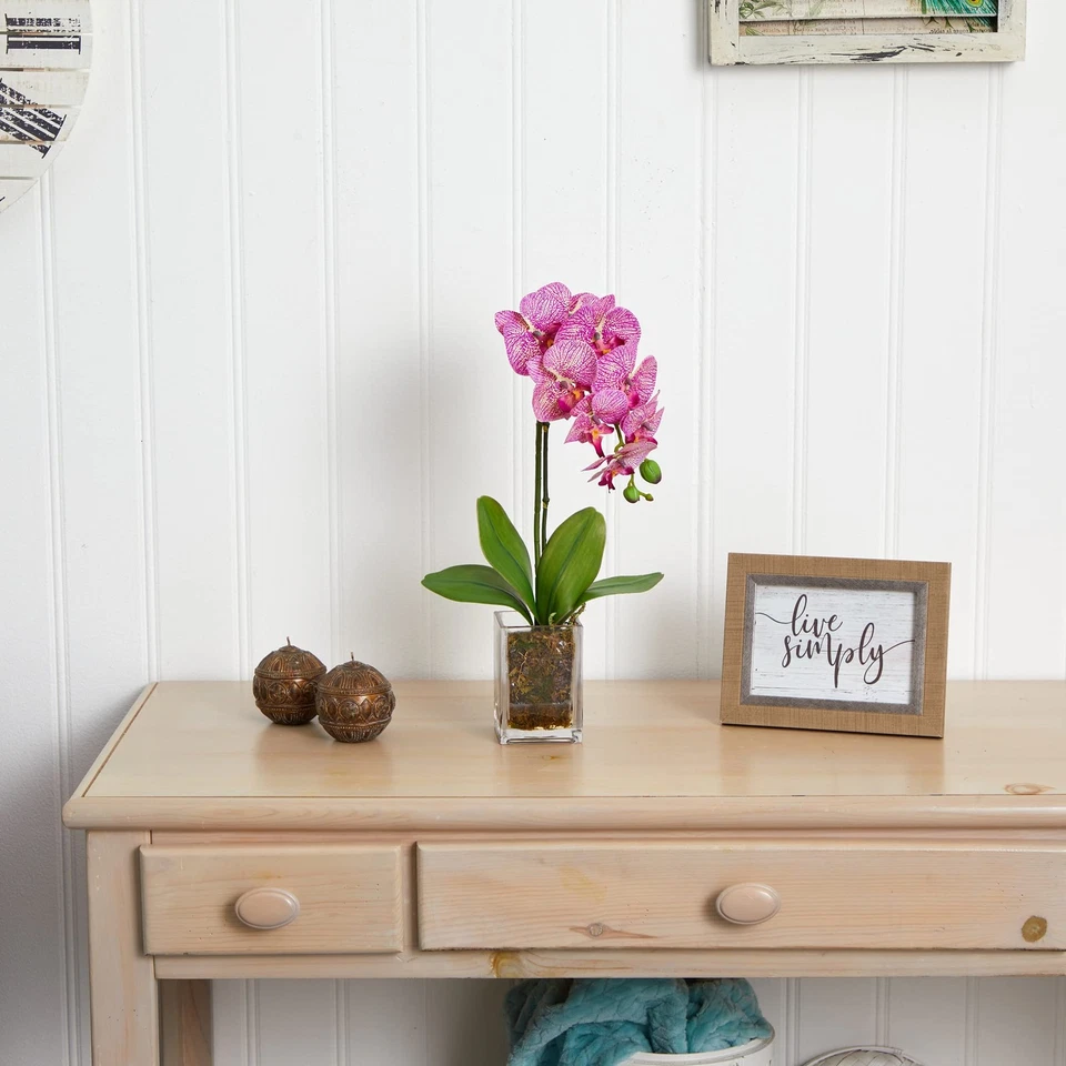 24英寸粉红色人造兰花植物厨房或浴室柜台装饰 — 第 3/4 张图片