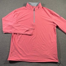 Straight Down Mens Pink Coral Golf Pullover Large Stretch Lightweight