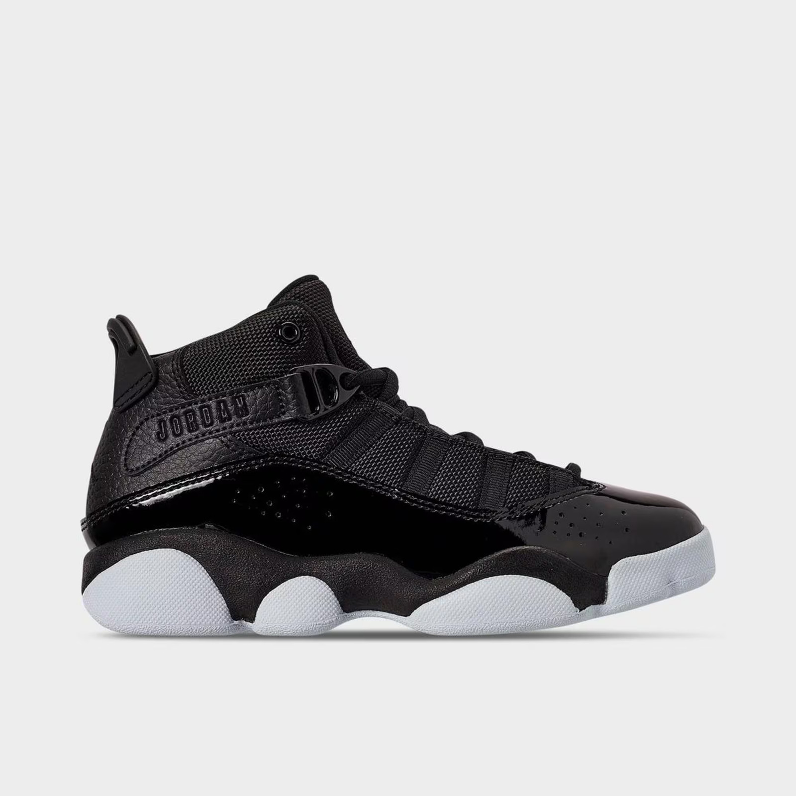 Little Kids' Air Jordan 6 Rings Basketball Shoes Black/Black/White 323432 011