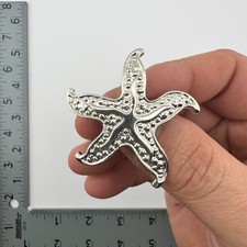 Vintage Silver Tone Starfish Brooch Sea Life Ocean Beach Coastal Textured Pin