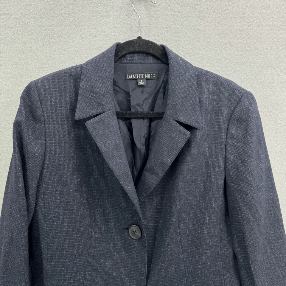 Lafayette 148 синий/серый шерстяная смесь блейзер куртка размер 8 - Изображение 3 из 4