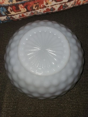 VTG  Anchor Hocking White Milk Glass Bubble  Serving Bowl 8”
